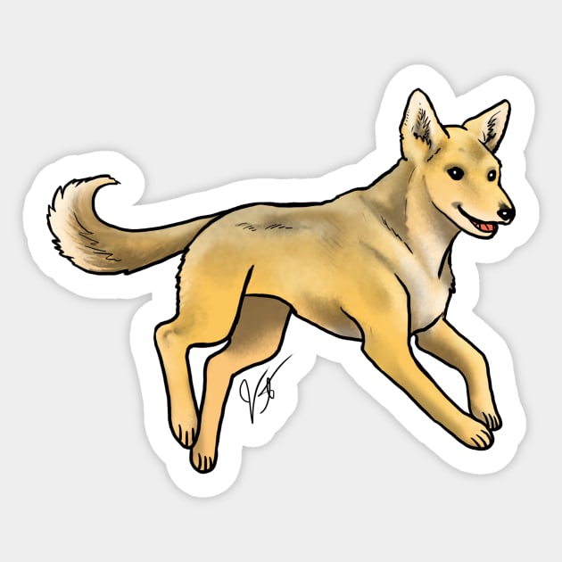 Dog - Carolina Dog - Yellow Sticker by Jen's Dogs Custom Gifts and Designs